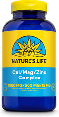 Nature's Life Cal Mag Zinc Complex - Calcium Magnesium &amp Zinc D3 Supplement 800 mcg per Serving Trace Mineral Support for Bones and Teeth Vitamin Formula for Men and Women - 250 Count Tablets