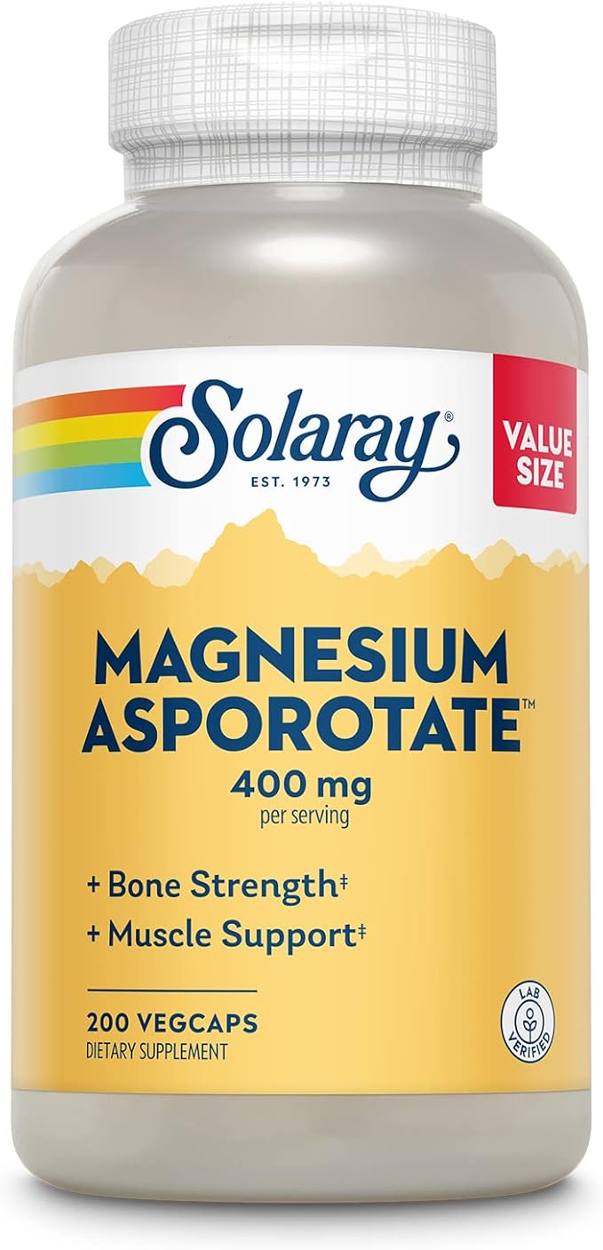 Solaray Magnesium Asporotate 400 mg | Aspartate Orotate &amp Citrate Complex | Healthy Heart Muscle Nerve &amp Circulatory Function Support | 200 VegCaps