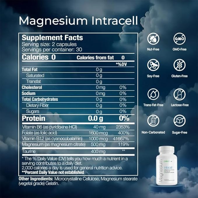 Premium Magnesium INTRACELL - 500 mg - 60 Capsules (1-Pack)