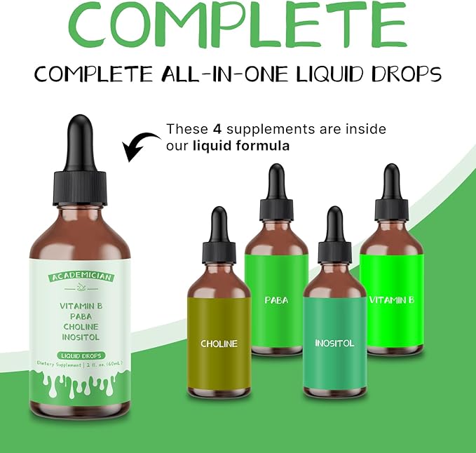 Vitamin B with Vitamin B12 Liquid Drops PABA Choline Inositol Liquid - 60ml