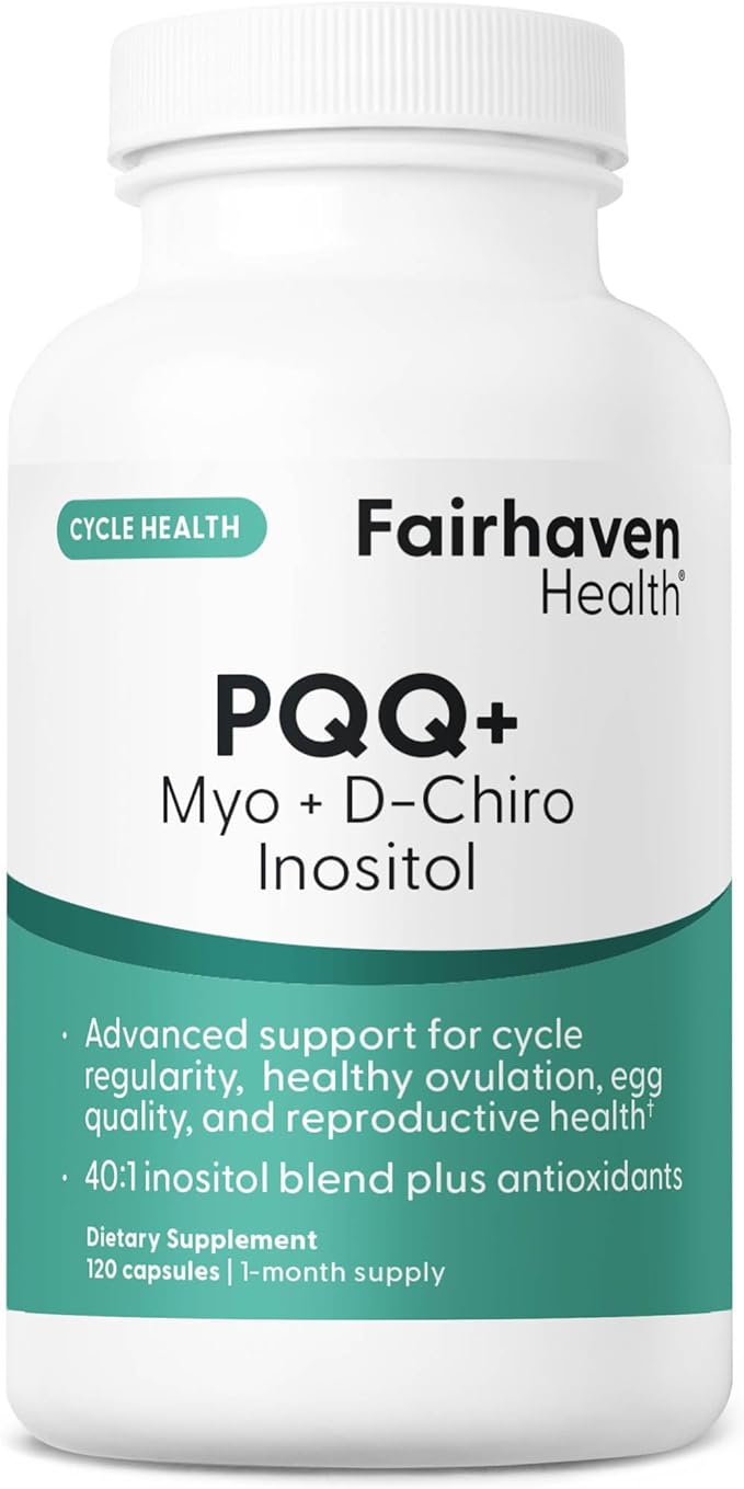 Fairhaven Health PQQ Plus Myo-inositol D-Chiro Inositol Supplement | PQQ Supplement to Support Cycle Regularity Healthy Ovulation Egg Quality Women’s Reproductive Health | Non-GMO | 120 Capsules