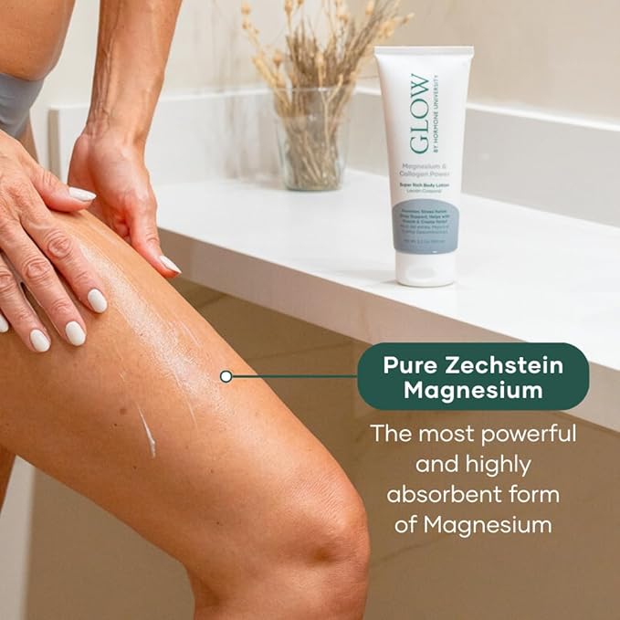 Glow Botanica Magnesium Lotion with Collagen - Calming Magnesium Cream - Bedtime Routine Sleep Lotion - The Highest Concentration of Genuine Zechstein Magnesium Chloride (Pack of 1)