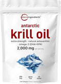 Micro Ingredients Antarctic Krill Oil Supplement 2000mg Per Serving 240 Softgels Triple Strength Rich in Omega-3s EPA DHA &amp Natural Astaxanthin Supports Immune System &amp Brain Health