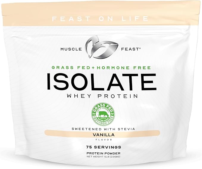Muscle Feast Bundle – Creapure Creatine Monohydrate Powder Unflavored 500g (1 Unit) + Grass-Fed Whey Protein Isolate Vanilla 5lb (1 Unit) All Natural Hormone-Free Pasture Raised