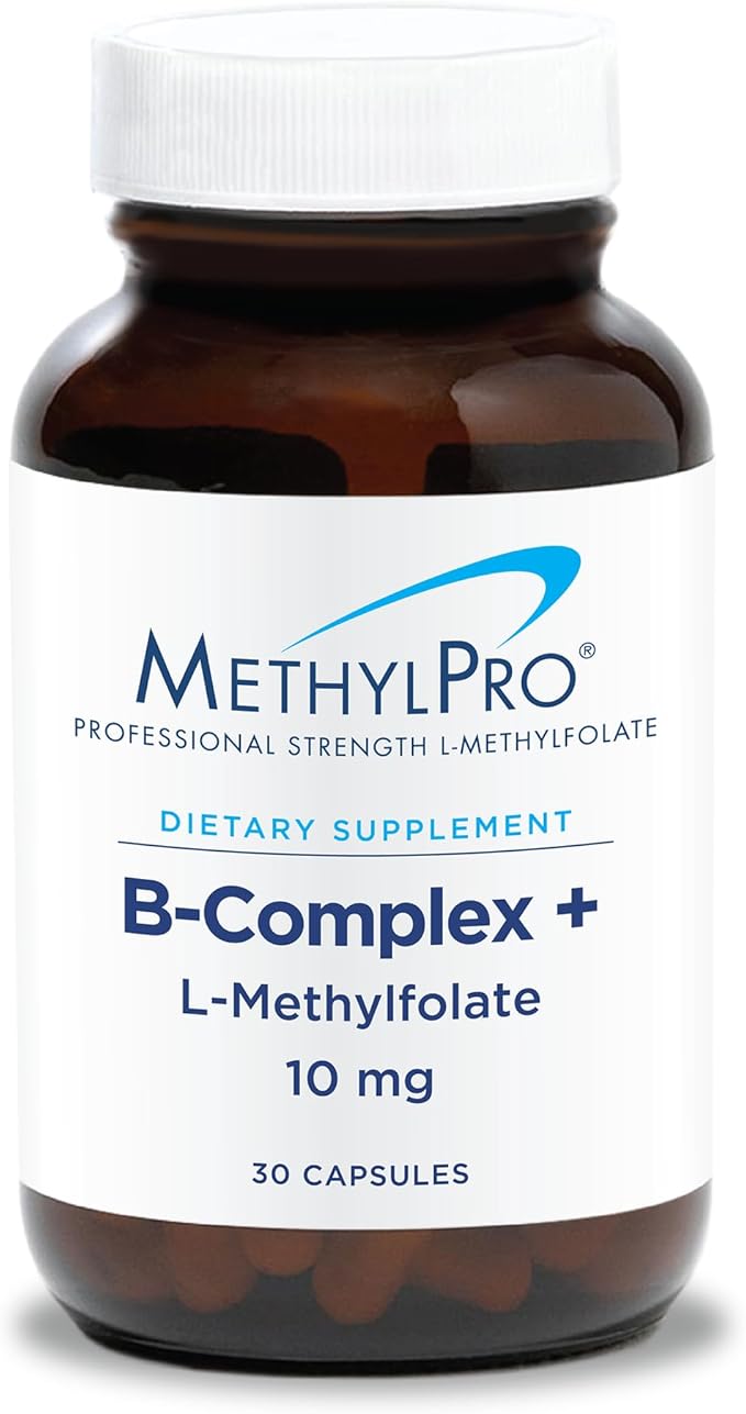 MethylPro B Complex + L-Methylfolate 10 mg - Bioavailable Methylated Vitamin Blend - Supports Energy and Stress - Vegetarian &amp Hypoallergenic - 30 Servings - 30 Capsules