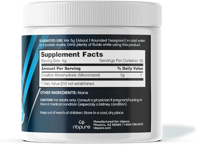 nbpure Micronized Creatine Monohydrate – Support Muscle Endurance Power Size Recovery– No Artificial Ingredients – Ideal for All Active Lifestyles