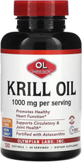 Olympian Labs Krill Oil Softgels 120 Count Antarctic KrillOil Plus Fish Oil and Added Astaxanthin – 1000mg per Serving.
