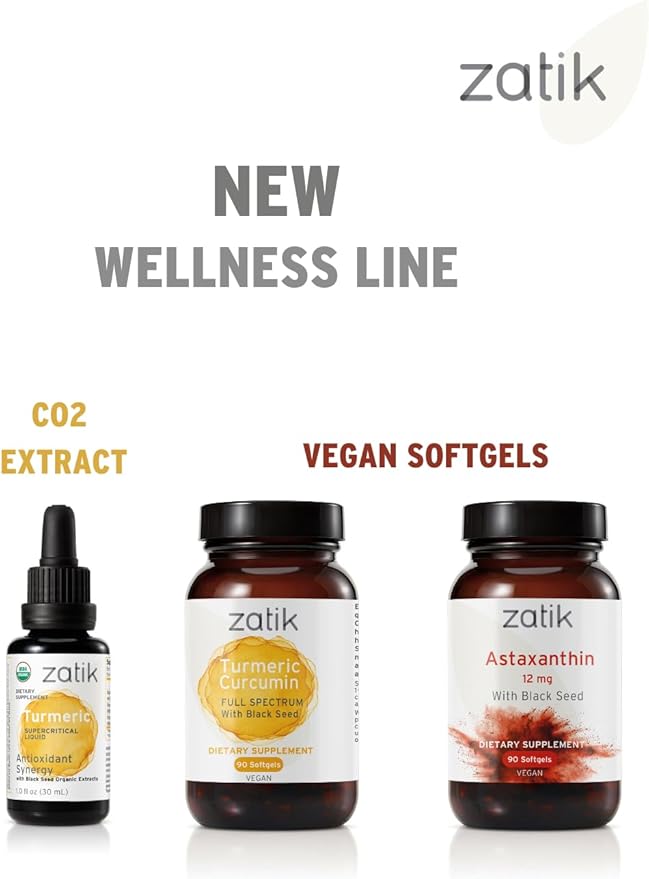 Zatik Naturals - Turmeric Supercritical Liquid with Black Seed Organic CO2 Extract Antioxidant Synergy Cold Pressed Unrefined Oil USDA Organic Certified Vegan Non-GMO 1.0 Fl Oz