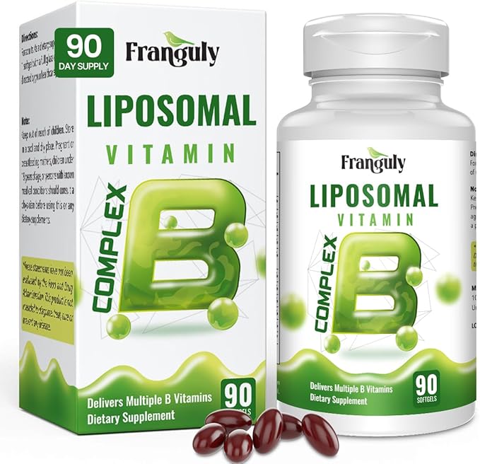 Liposomal B Complex for High Absorption Methylated B12L-Methyfolate(5-MTHF )Full Active B Vitamins with Choline Inositol-Energy MetabolismBrain &amp Heart SupportVegan Non-GMO3 Month Supply