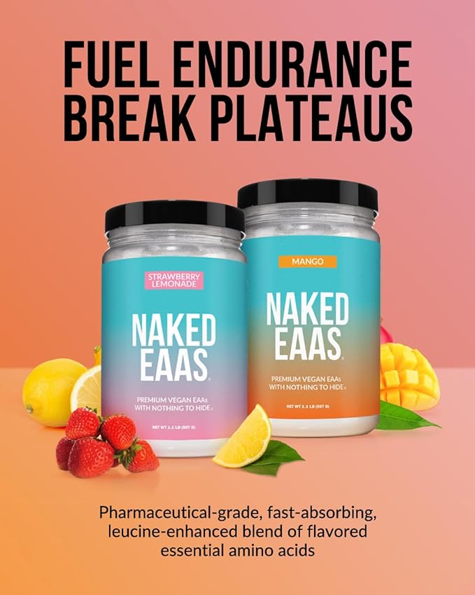 NAKED Strawberry Lemonade EAAs Amino Acids Powder Vegan Essential Amino Acids Instantized All Natural EAA Powder Supplement 1.1LB - 26 Servings