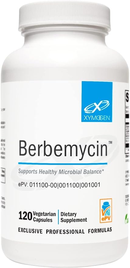 XYMOGEN Berbemycin - Berberine Grape Root &amp Grapefruit Extract - Supports Healthy Microbial Balance &amp GI Health - Concentrated Berberine - Vegan Gluten-Free &amp Dairy Free - 120 Capsules