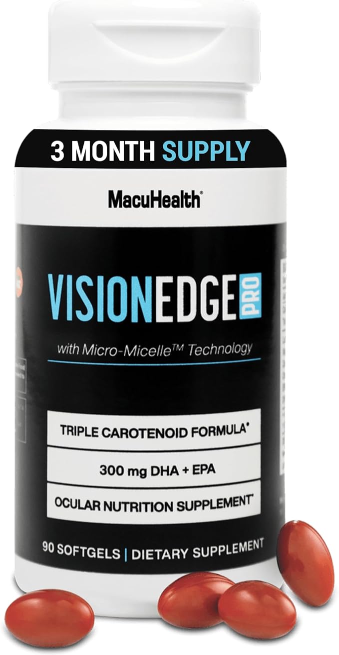 VISION EDGE PRO Eye Supplement for Athletes Formula with Lutein Zeaxanthin and Meso-Zeaxanthin Eye Supplements Omega 3 Essential Carotenoids for Eyes - (90 Softgels 3 Month Supply)