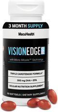 VISION EDGE PRO Eye Supplement for Athletes Formula with Lutein Zeaxanthin and Meso-Zeaxanthin Eye Supplements Omega 3 Essential Carotenoids for Eyes - (90 Softgels 3 Month Supply)