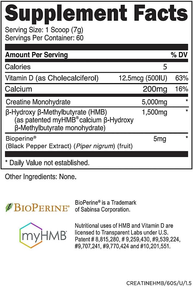 Transparent Labs Creatine HMB a Unflavored (0.92 lbs./60 Servings)