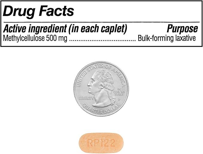 KP+ Equate Fiber Therapy Caplets with Methylcellulose 500 mg | 100 Caplets | Soluble Methylcellulose for Digestive Regularity | Gentle Non-Stimulant Laxative | Pack of 2