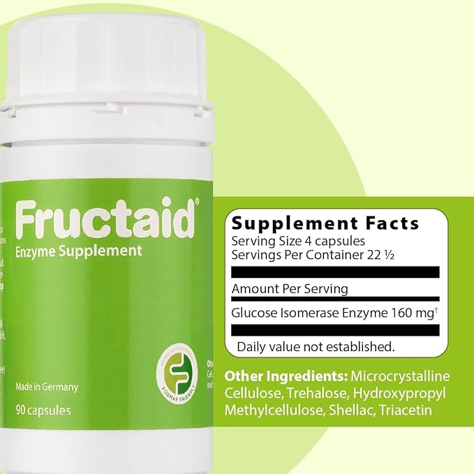 Enzyme Supplement - 90 Capsules so that You can Enjoy Fruits Fruit Juices Soft Drinks and Sweets Again Dietary Supplement Gluten-Free Lactose-Free
