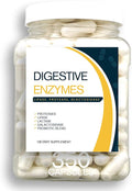 Digestion Aid - 350 Count Blend of Digestive Enzymes and Key Probiotic Strains in a Clear Square Grip Jar