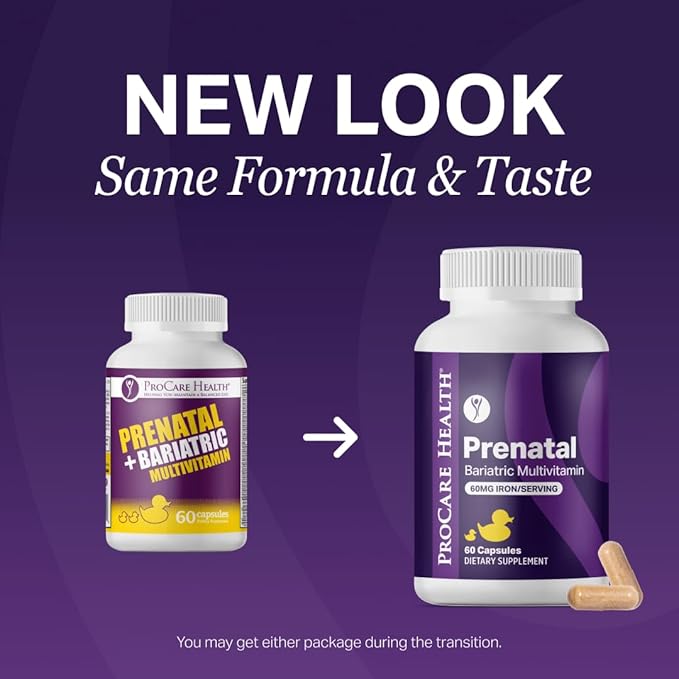 ProCare Health Prenatal Bariatric Multivitamin with Iron (60 Easy to Swallow Capsules) – for Women Bariatric Vitamins for Gastric Bypass &amp Gastric Sleeve (1 Month Supply)