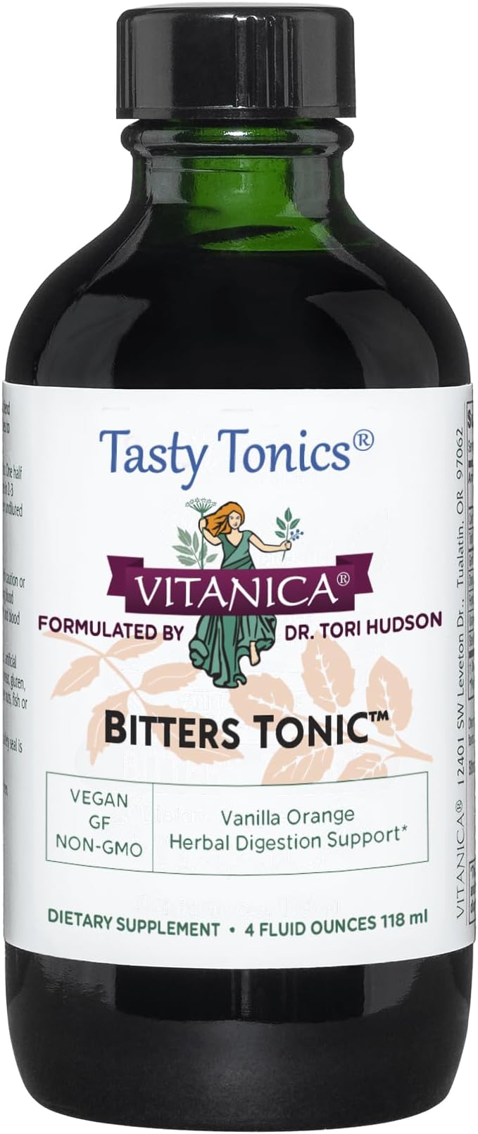 Vitanica Bitters Tonic Liquid Digestion Supplement Digestion Support Alcohol Free Vanilla Orange Vegan 4 Ounce (Bitters Tonic)