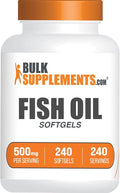 BulkSupplements.com Fish Oil 500mg Softgels - Omega 3 Supplements Fish Oil Supplements - Gluten Free 1 Softgel per Serving 240 Count (Pack of 1)