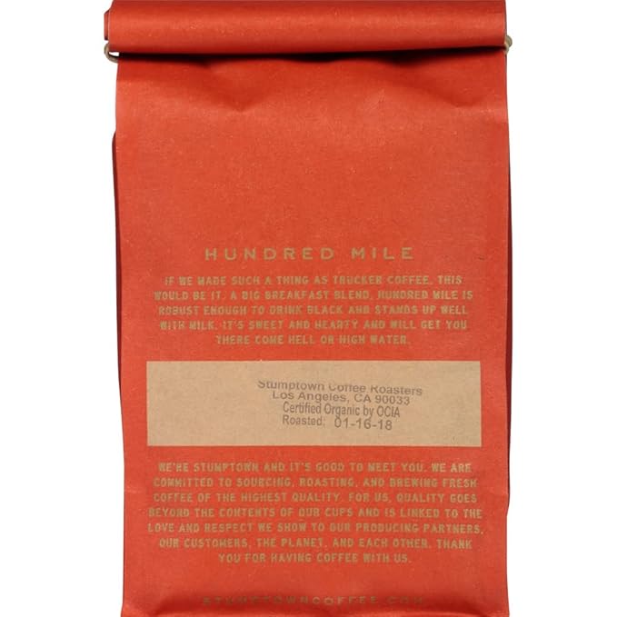 Stumptown Coffee Roasters Medium Roast Organic Whole Bean Coffee - Hundred Mile 12 Ounce Bag with Flavor Notes of Jam and Toffee (Pack of 2)