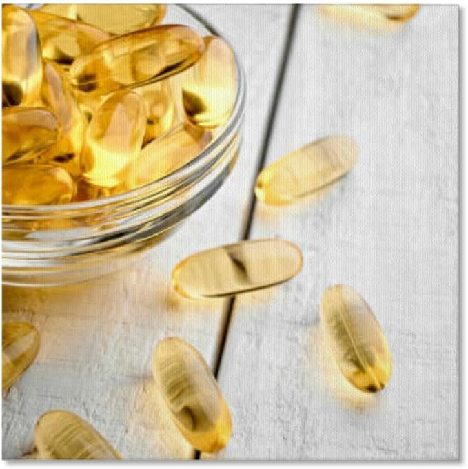 TIEOIYA Omega 3 Fish Fat Oil Capsules Fish oil capsules white Close Canvas Wall Art for Bathroom Bedroom Pictures Wall Decor Living Room Kitchen Office Framed Poster Prints Artwork Painting 16x16