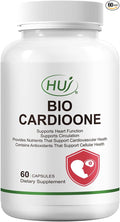 HUJ BIO CARDIOONE - 14 in 1 Formula with Nattokinase L-Arginine L-Citrulline &amp Black Garlic Extract - Vascular Health Circulation and Blood Flow Support - 60 Capsules