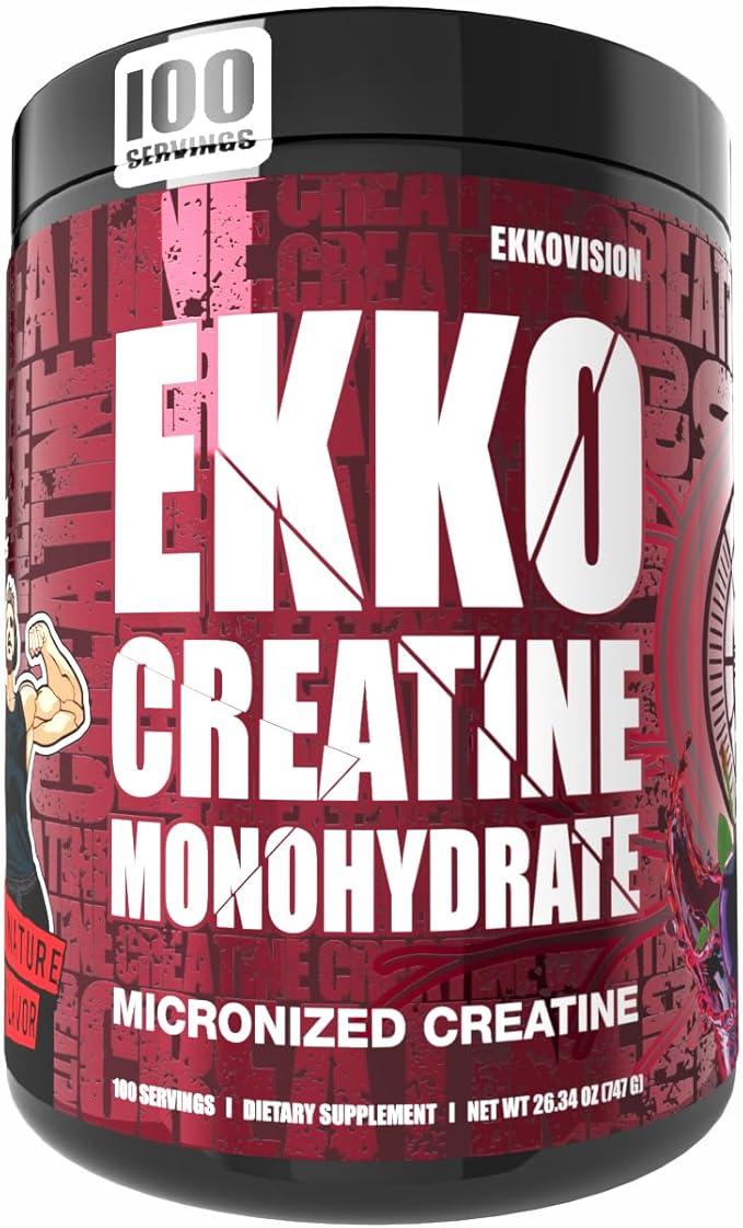 Ekkovision Creatine Monohydrate Powder Micronized Black Cherry Pre Workout &amp Post Workout Supplement for Men and Women Energy Support Easy to Mix in Shakes Smoothies &amp Beverages 100 Ser