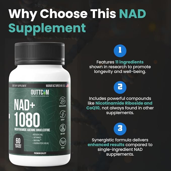 NAD+ Supplement w/Resveratrol B12 Phosphatidylcholine &amp Bioperine – 900mg NAD+ Capsule 60 Vegan Non-GMO Gluten-Free Capsules – Cellular Energy Bioavailability Liposomal Pack of 2