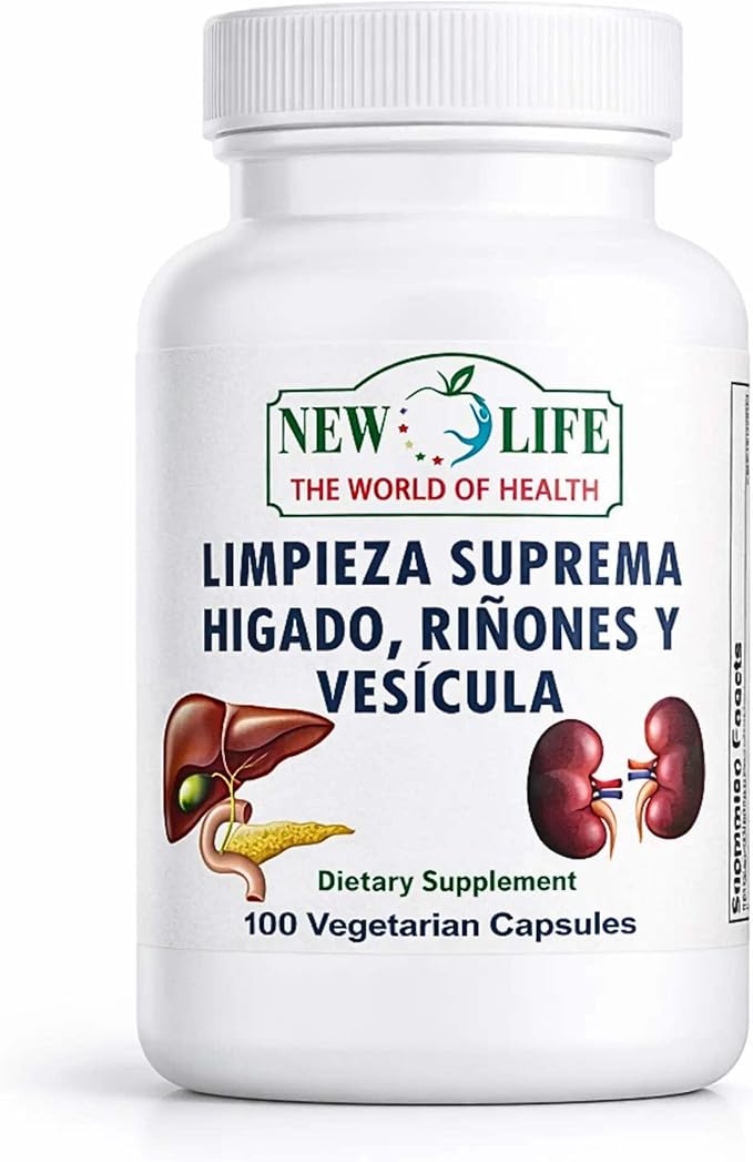 New Life Limpieza Suprema Hígado Riñones y Vesicula Healthy Liver Supplement Dandelion Root Milk Thistle Extract 100 Capsules