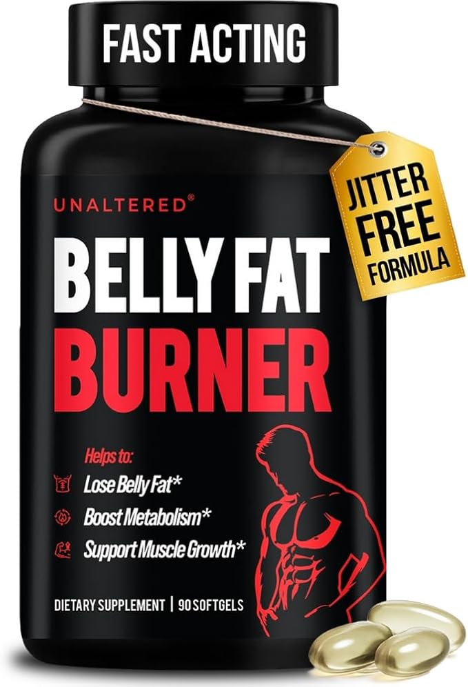 UNALTERED Belly Fat Burner for Men - Natural Weight Loss Pills to Support Reduced Body Fat Preservation of Lean Muscle Mass and a Healthy Metabolism - CLA Dietary Supplement - 90 Softgel Capsules