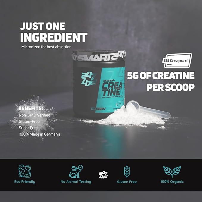 Micronized Creatine Monohydrate Powder – Creapure® Creatine Supplement Unflavored – Muscle Growth Energy &amp Cognitive Support* – 5g per Serving 60 Servings – by Smart247