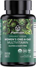 PlantFusion Organic Multivitamin for Women with Iron One Daily Vegan Multivitamin with Plant Based B12 D3 &amp Whole Food Blend for Energy &amp Immune Support - 30 Tablets (1 Month Supply)