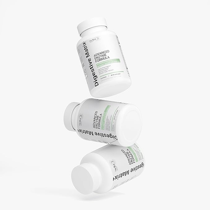 Digestive Matrix+ Advanced Digestive Enzymes with Probiotics for Women &amp Men Gut Health &amp Nutrient Absorption Support Fiber Supplement with Makzyme-Pro™ Bromelain Papain Lactobacillus 60