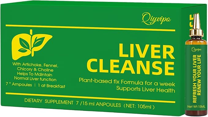 Liver Detox Ampoules - Liver Cleanse Detox &amp Repair with 11 Key Ingredients Metabolic Boost Digestive Ease - Green Apple Flavor Take 1 Ampule Per Day (1)