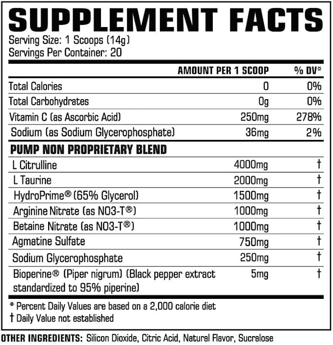 Pump with Nitrates Citrulline HydroPrime and More (20 Servings) Freedom Pop