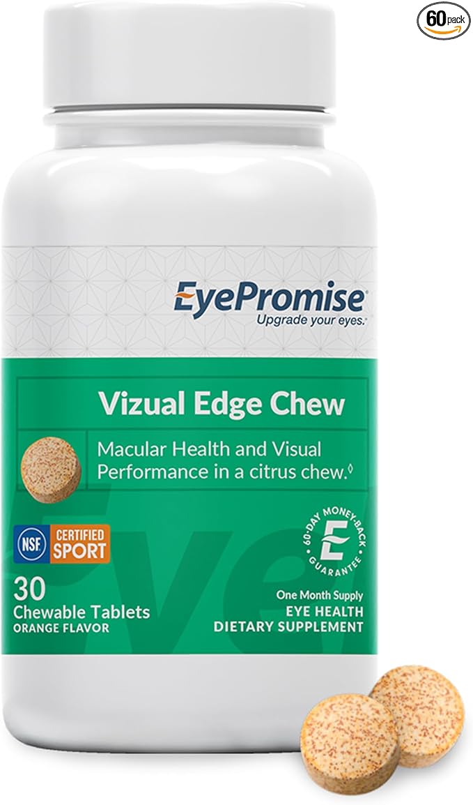 EyePromise Vizual Edge Supplement - 30 Chewable Tablets 30-Day Supply Citrus Flavor - AREDS 2 Eye Vitamin with 20mg Zeaxanthin &amp 10mg Lutein for Macular Support and Vision Health
