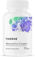 THORNE - Advanced Iron Complex - Complete Blood Support Formula* - Elemental Iron Folate B and C Vitamins for Optimal Absorption - Chelated Iron Supplement - Gluten Dairy &amp Soy-Free - 60 Capsul