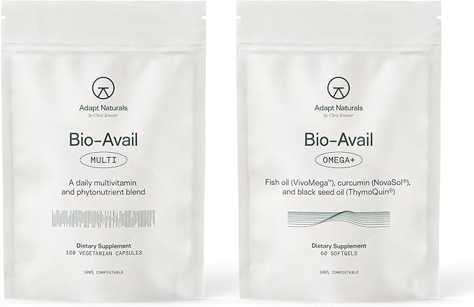Adapt Naturals Daily Essentials Bundle – Bio-Avail Omega+ Fish Oil with Curcumin &amp Black Seed &amp Bio-Avail Multivitamin for Men &amp Women – 30-Day Supply