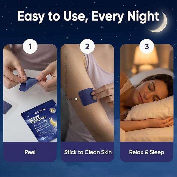 Drowzen Sleep Patches Delorien Sleep Patches for Adults Herbal Melatonin &amp Valerian Night Patches Sleeping Stickers for Relaxation &amp Nighttime Rest 30 Patches (2PCS)