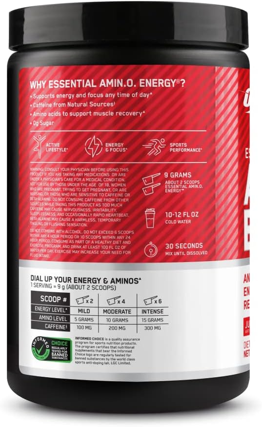 Optimum Nutrition Amino Energy-Pre Workout with Green TeaBCAAAmino AcidsKeto FriendlyGreen Coffee ExtractEnergy Powder-Juicy Strawberry Burst9.5Ounce30 Servings(Pack of 6)(Packaging May Vary)