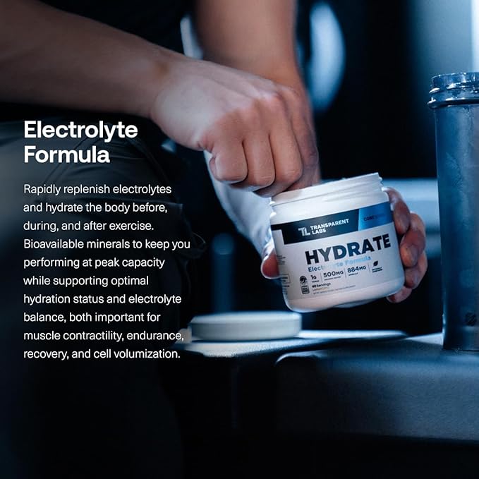 Transparent Labs BCAA Glutamine Powder (30 Servings Strawberry Lemonade) &amp Hydrate Electrolytes Powder (40 Servings Tropical Punch)