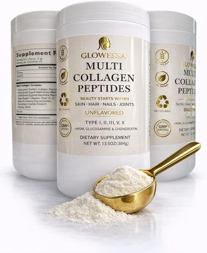 Multi Collagen Peptides Powder – Types I II III V &amp X – Hydrolyzed Collagen Supplement for Hair Skin Nails &amp Joint Support – Unflavored Daily Collagen for Women &amp Men