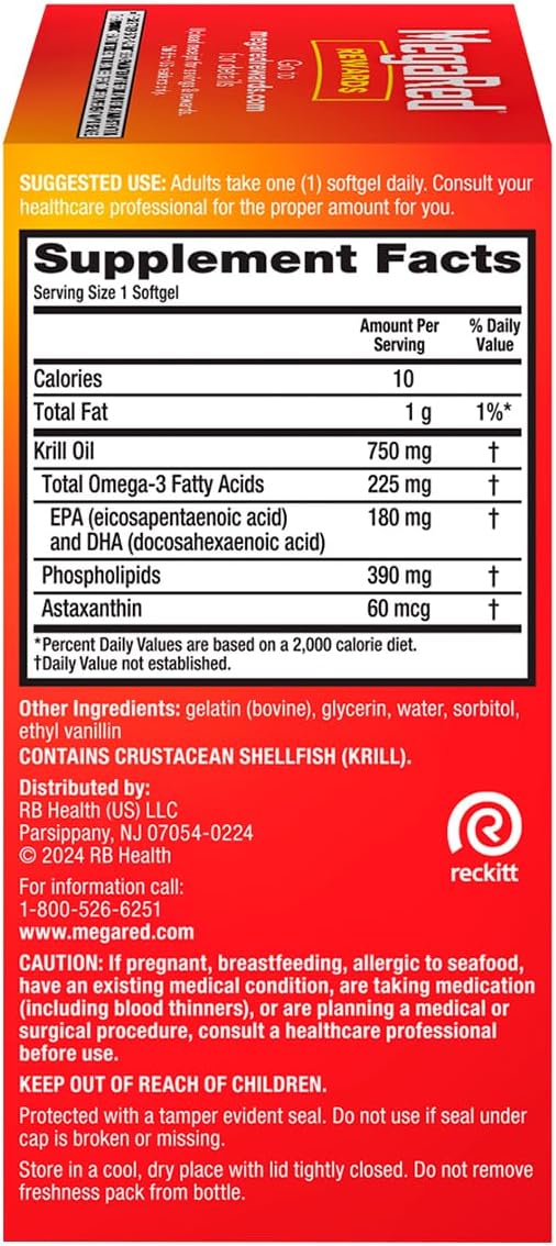 MegaRed Ultra Concentrate 750mg Omega-3 Krill Oil Fatty Acid Supplement with EPA/DHA Antioxidant Astaxanthin No Fish Oil Aftertaste Supports Heart Health 80 Count Softgels (2 Pack)
