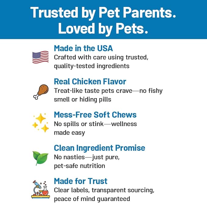 Omega 3 for Dogs – Dog Joint Support Soft Chews – Fish Oil Supplement for Dogs with EPA &amp DHA – Krill Oil Dog Chews – Supports Skin &amp Coat
