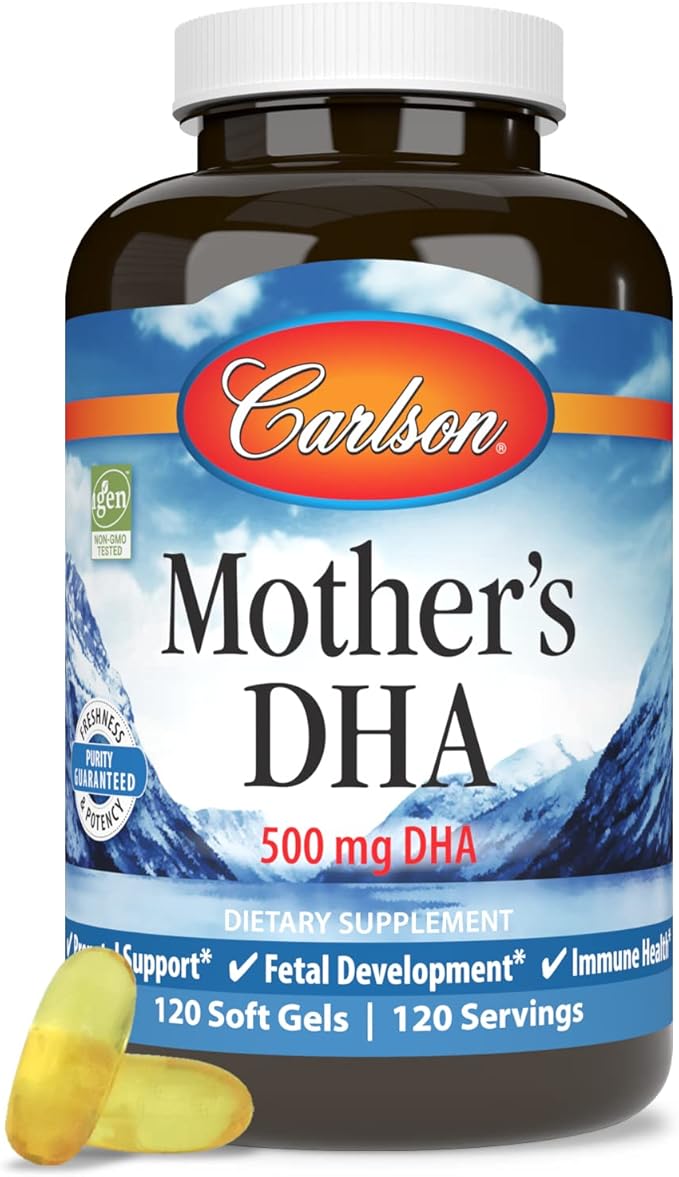 Carlson - Mother's DHA 500 mg DHA Prenatal Support Fetal Development &amp Immune Health 120 Softgels