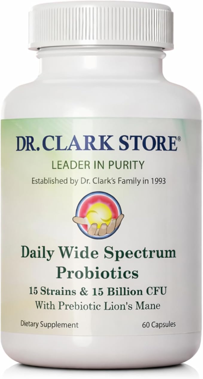 Dr Clark Store Daily Probiotics Deliver 15 Billion CFU 60 Capsules 30 Day Supply to Quickly Support Your Digestive System Balance Maximize Nutrient Absorption and Optimize Daily Gut Comfort