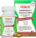 FRESHLITE 2500FU Premium NSK-SD Nattokinase &amp Vegan Postbiotics for Cardiovascular Support | Blood Pressure Cholesterol &amp Heart Health | JNKA Certified | Non-GMO Gluten-Free 60 Capsules Jap