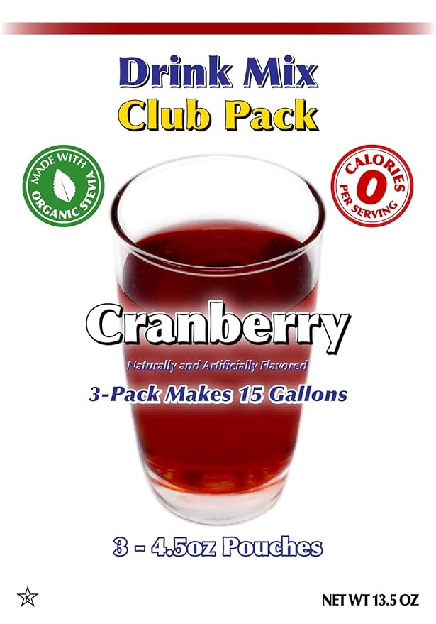 GramZero Cranberry Zero Calorie Sugar Free Drink Mix Great For Nutrition Club Loaded Tea Stevia Sweetened