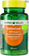 Spring Valley Selenium 200mcg (as Selenium Yeast) - 100 Tablets - Immune &amp Antioxidant Support + SUREFECT Organizer.